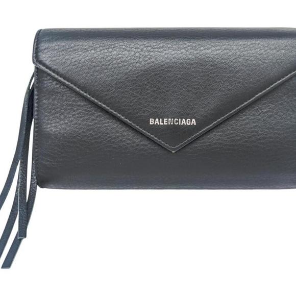 BALENCIAGA Paper Manny Leather Black 371661 Large Wallet Long Men's Women's